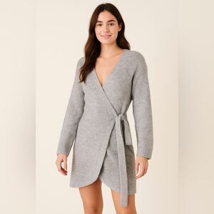 NWT Aerie Heather Gray Knit Wrap Sweater